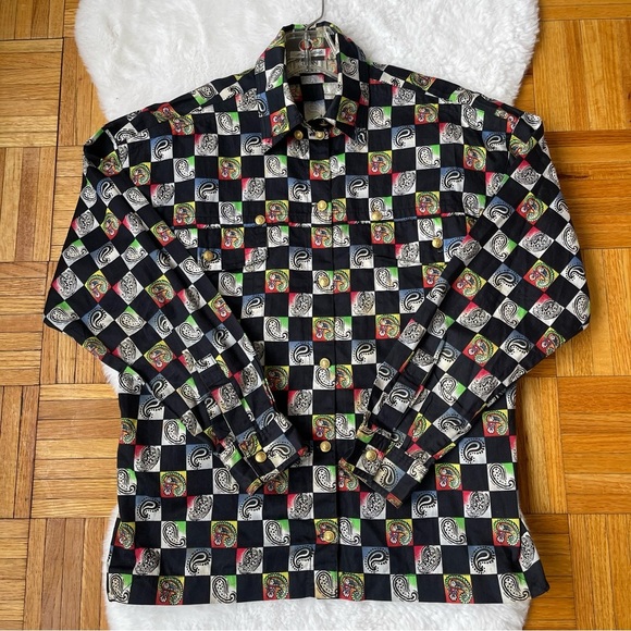 GIANNI VERSACE vintage shirt with gold buttons - Picture 5 of 12